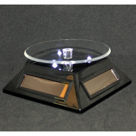 Socle tournant à énergie solaires base triangulaire, noir avec lumière LED blanche