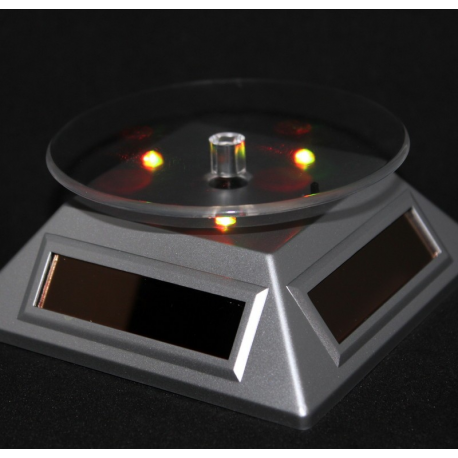 Socle tournant à énergie solaires base triangulaire, noir avec lumière LED blanche