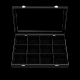 Box glass box: 350x240x75mm, black, 12 rooms :