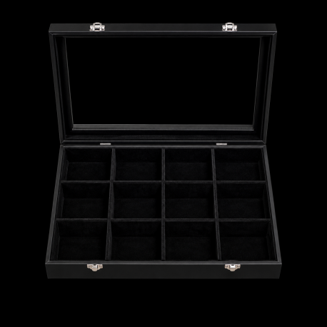 Box glass box: 350x240x75mm, black, 12 rooms :
