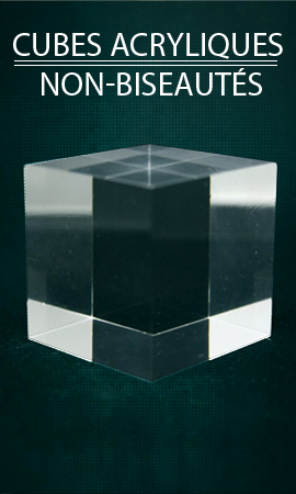 Présentoir vitrine Le Comptoir du Socle cube non biseauté, support minéraux acrylique, socles plastique